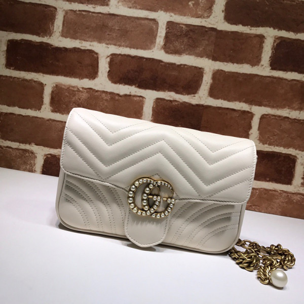 G*u*i gg marmont pearl chain belt bag