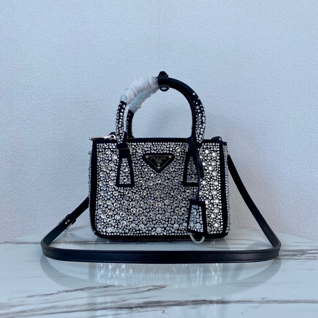 Pra*a galleria satin mini-bag with crystals
