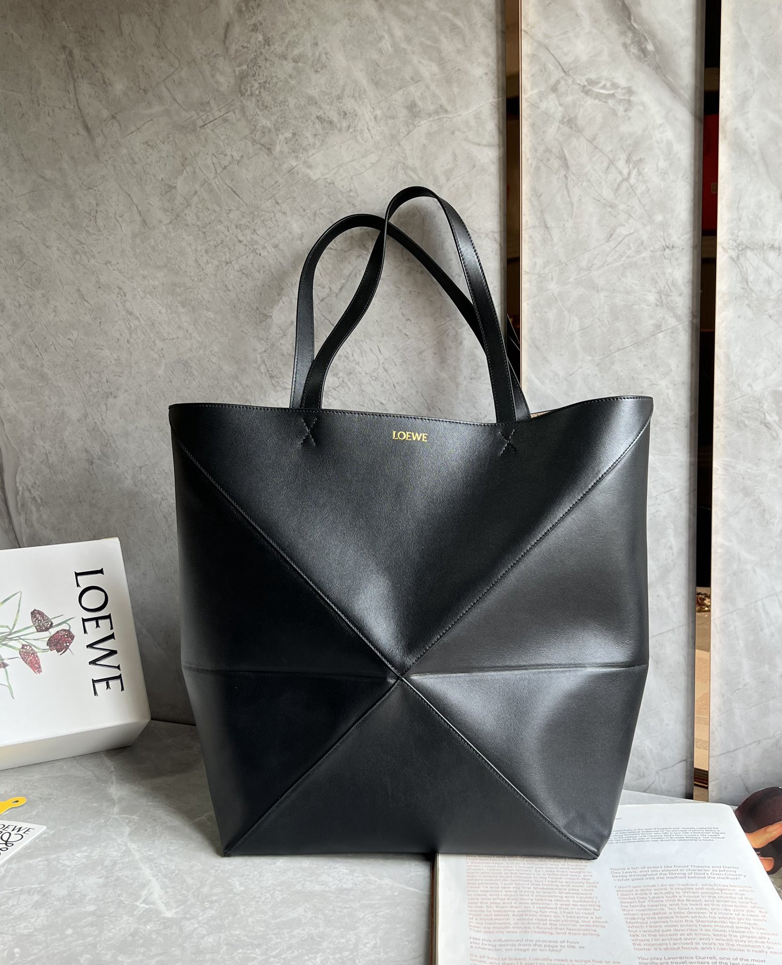 Lowee XL Puzzle Fold Tote in shiny calfskin -  42*41*18cm